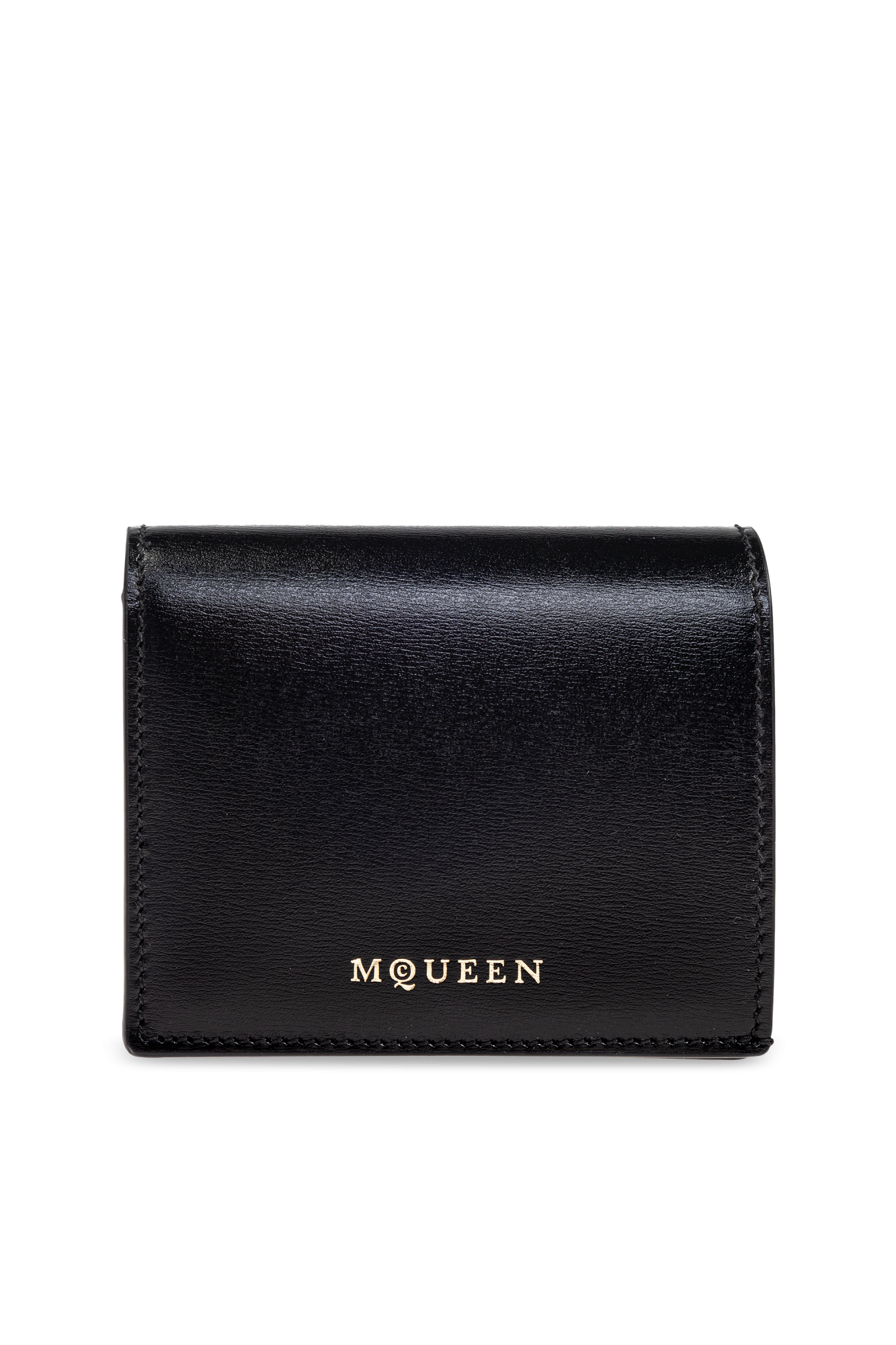 Black Leather wallet with printed logo Alexander McQueen